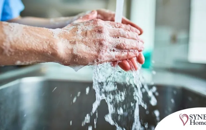 Observing hand hygiene as a part of caregiver wellness during flu season.