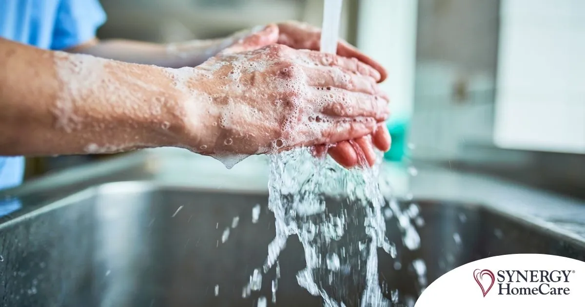 Observing hand hygiene as a part of caregiver wellness during flu season.